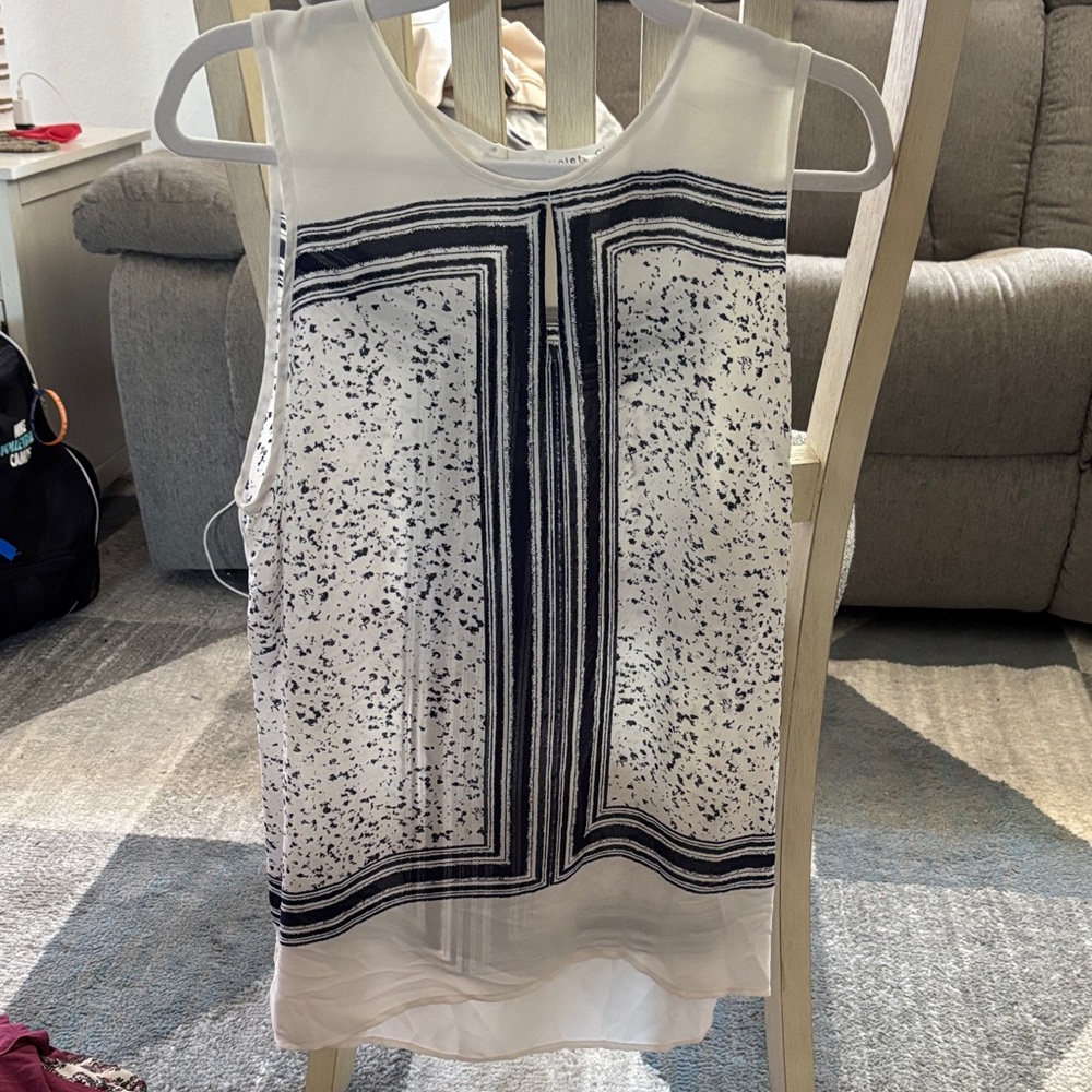 Violet & Claire Navy and White Tank Top